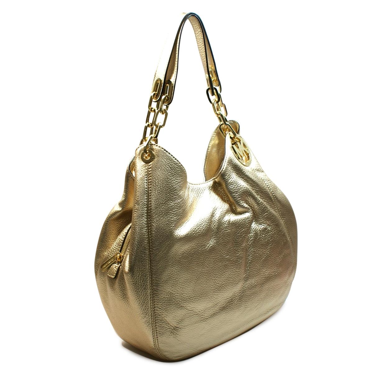 Michael Kors Fulton Large Leather Shoulder Tote Pale Gold #30T4MFTE3M | Michael Kors 30T4MFTE3M