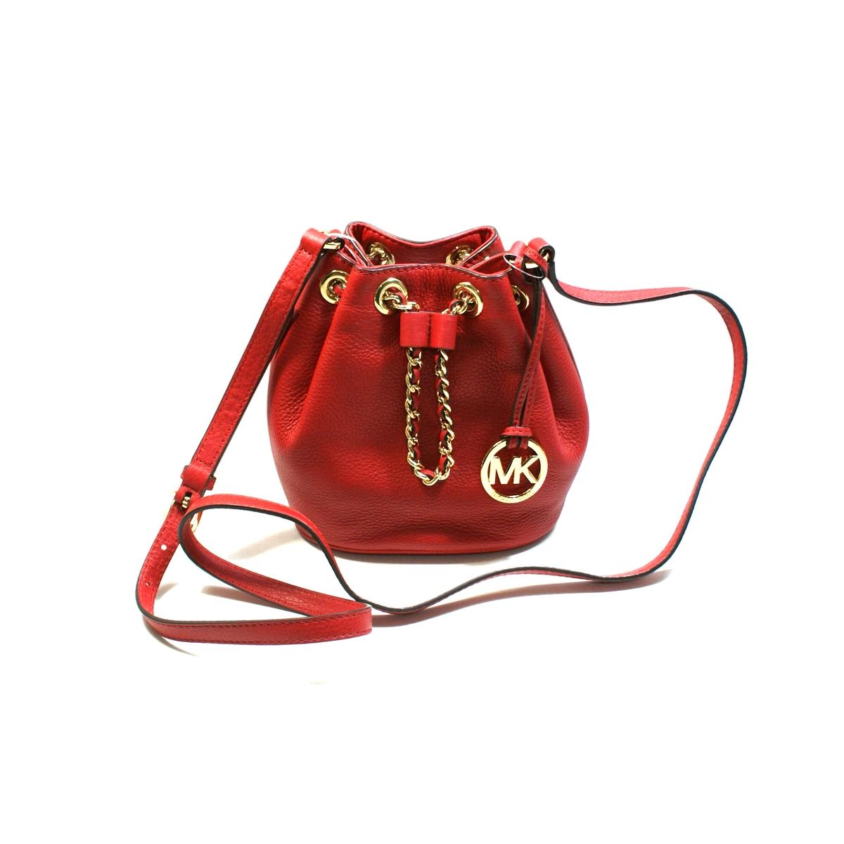 Michael Kors Frankie Leather Small Drawstring Crossbody Bag Red #32H4GFKC1L | Michael Kors ...