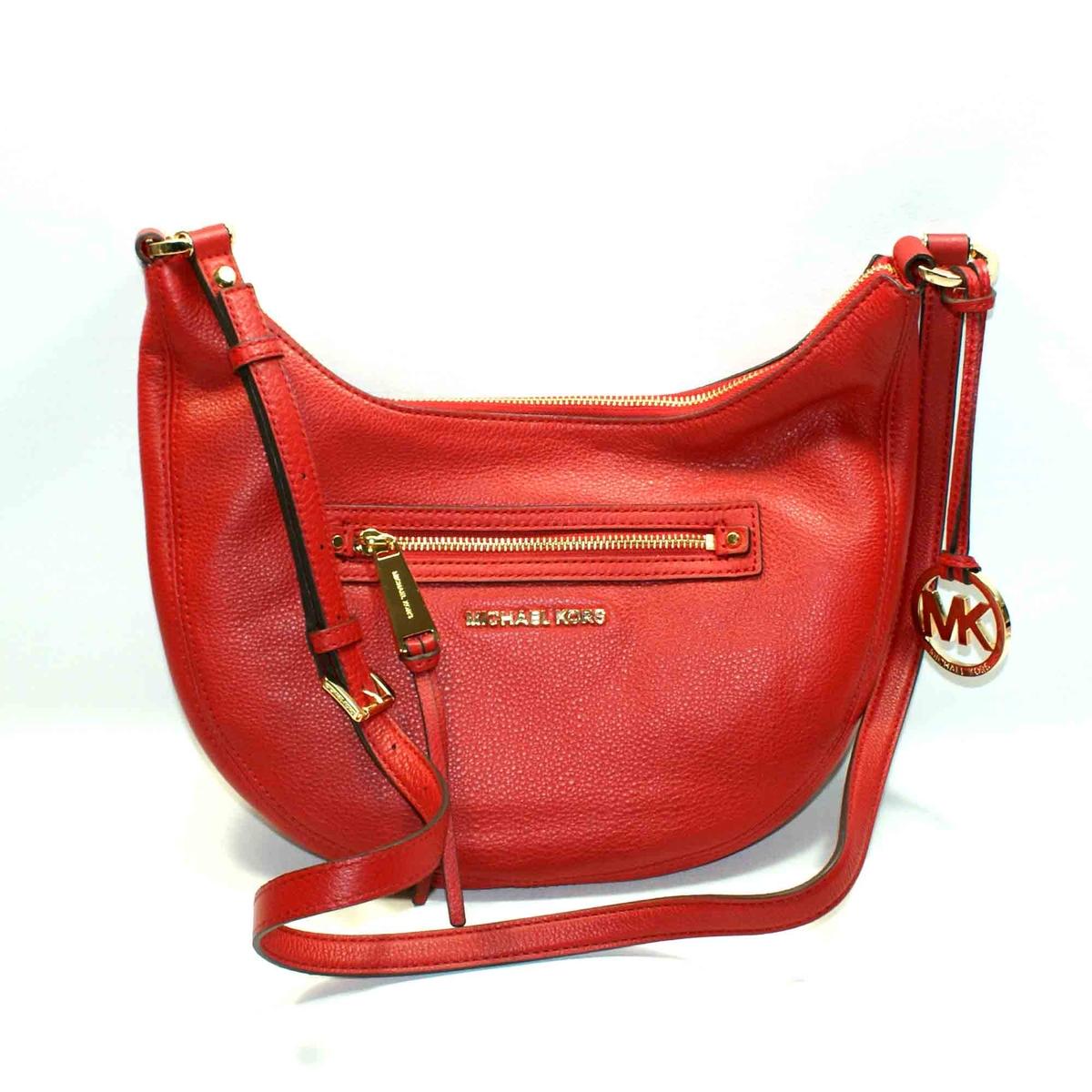 Michael Kors Rhea Zip Small Messenger Leather Swing/ Crossbody Bag Red #30H4GEZM1L | Michael ...