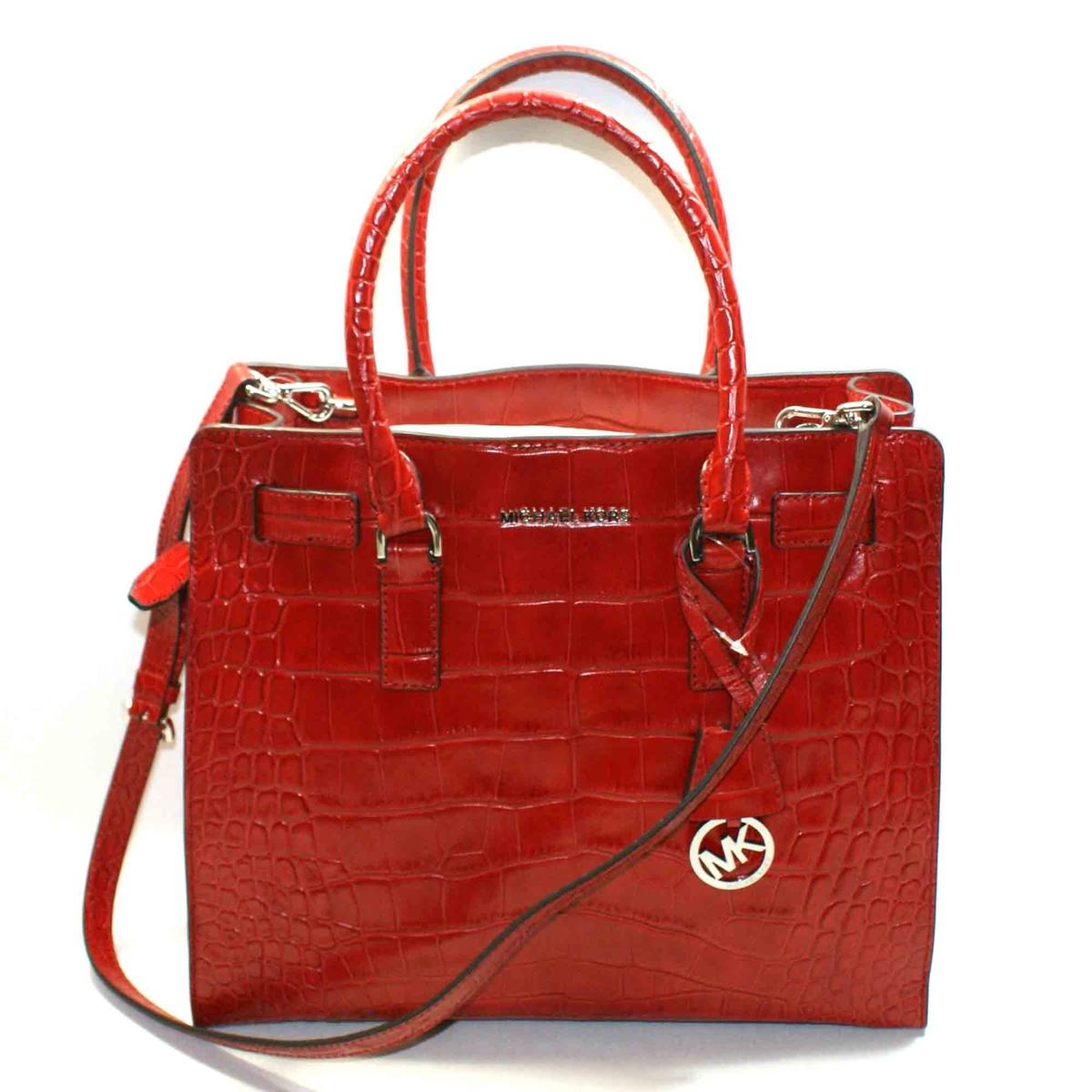 Michael Kors Dillon Large Embossed Leather Tote/ Shoulder Bag Dark Red