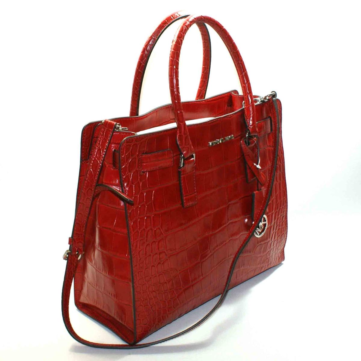 Michael Kors Dillon Large Embossed Leather Tote/ Shoulder Bag Dark Red