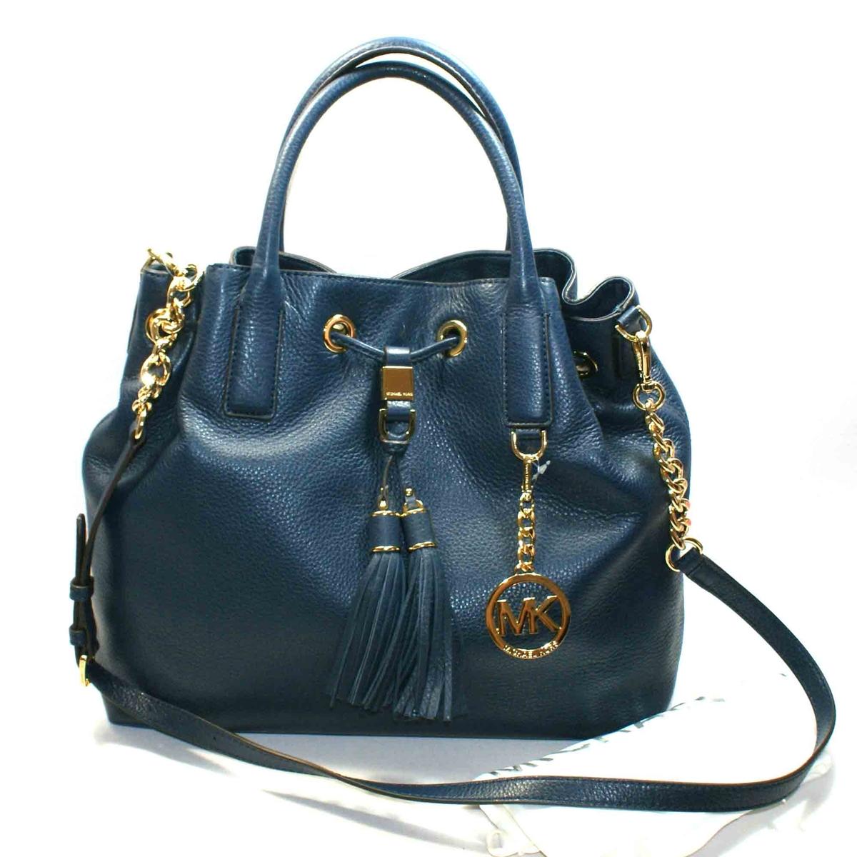 Michael Kors Camden Large Drawstring Leather Satchel/ Crossbody Bag Navy #30S4GMDS3L | Michael ...