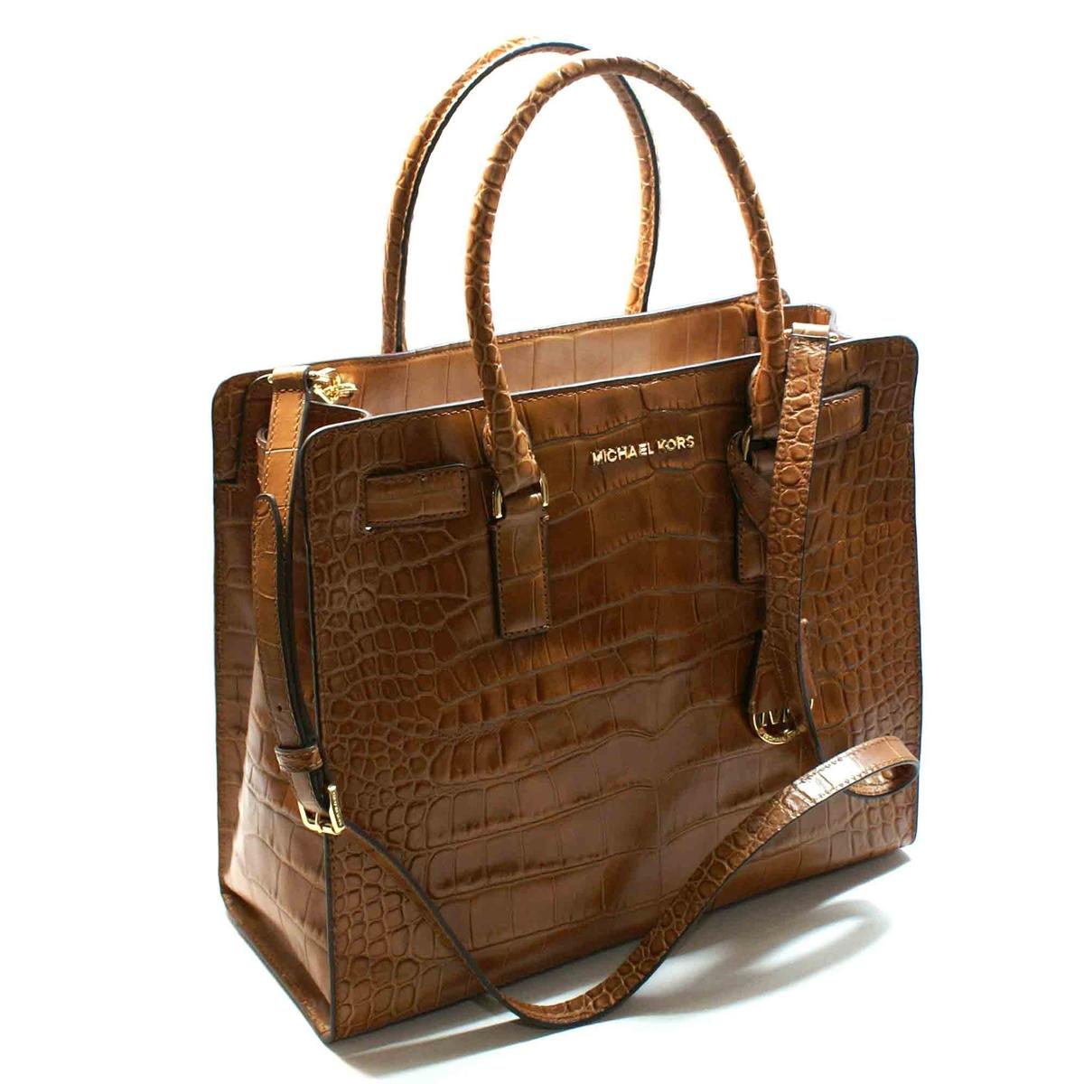 Michael Kors Dillon Large Embossed Leather Tote/ Shoulder Bag Walnut #30H4GAIT3E | Michael Kors ...