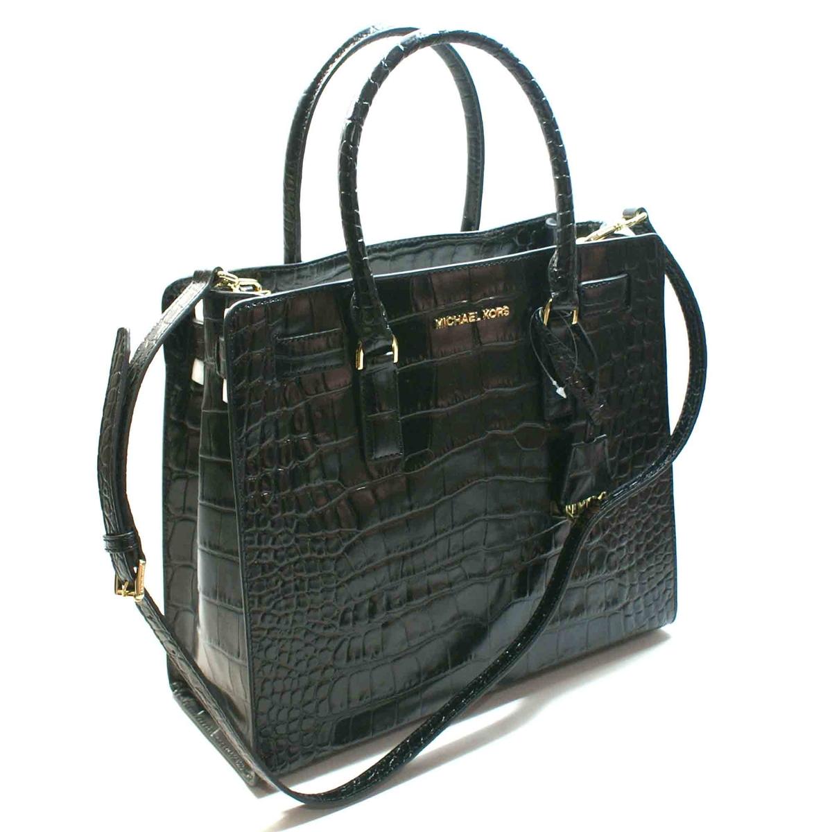 Michael Kors Dillon Large Embossed Leather Tote/ Shoulder Bag Black