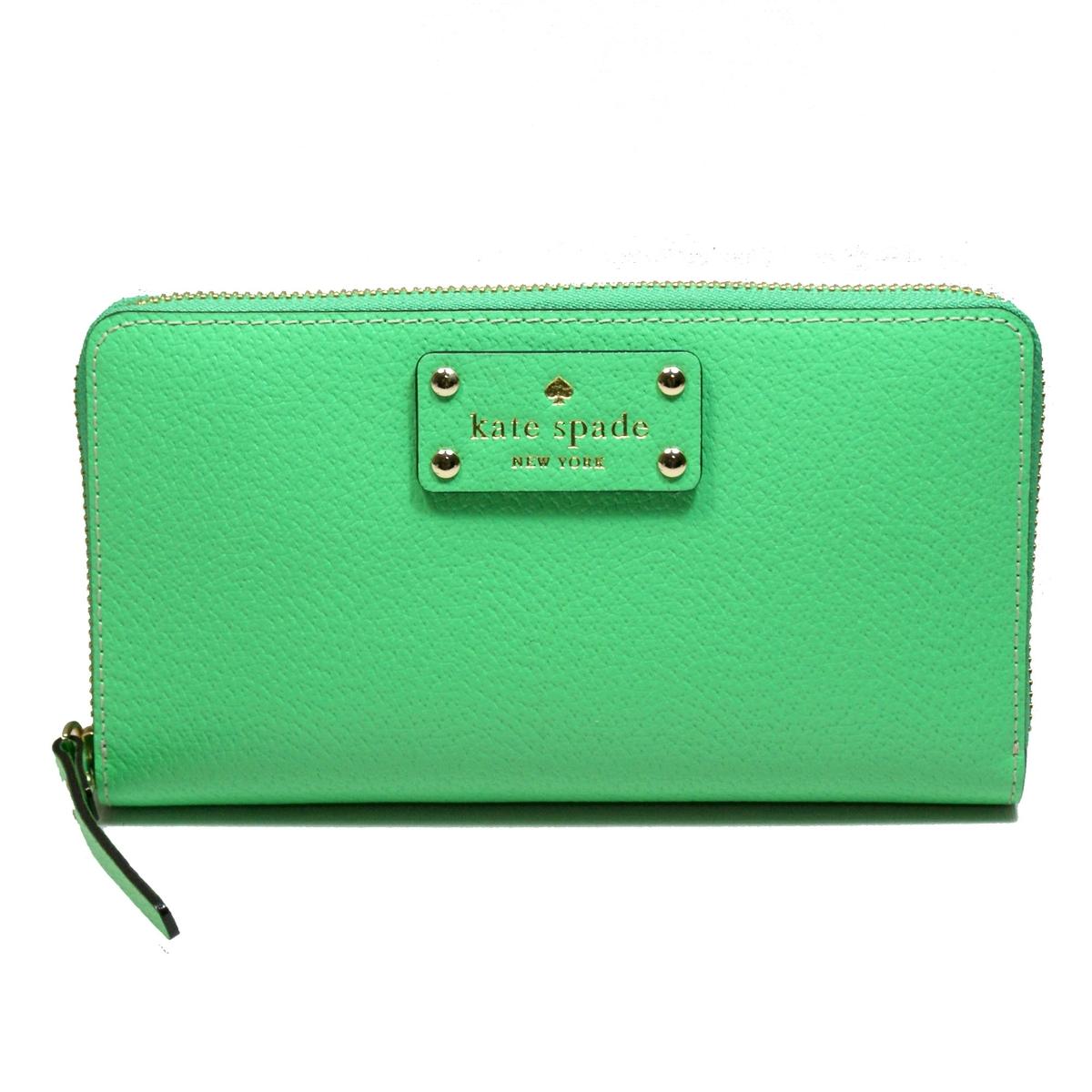 Kate Spade Neda Wellesley Leather Bud Green Zip Around Wallet/ Clutch #