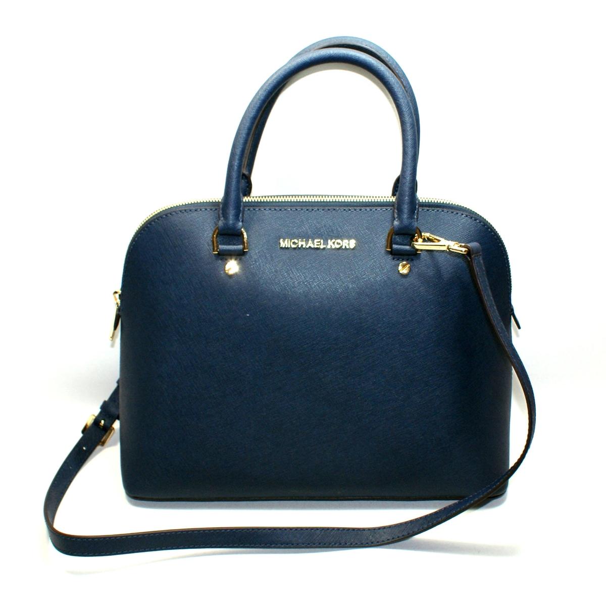 Michael Kors Cindy Large Dome Leather Satchel/ Crossbody Bag Navy #30S5SCPS3L | Michael Kors ...