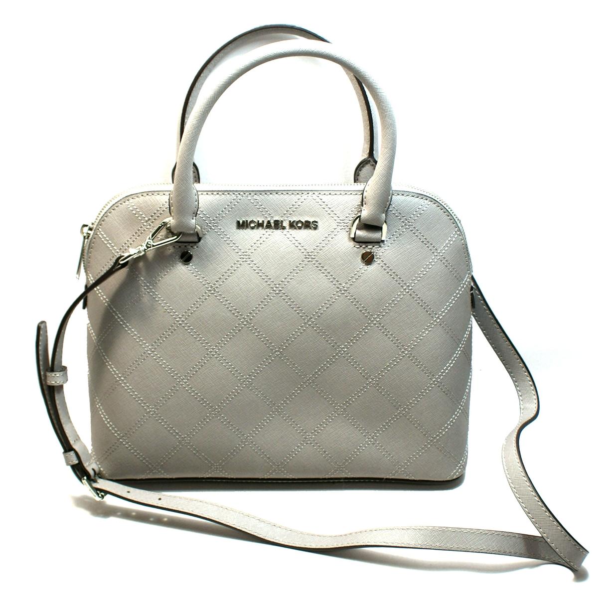 Michael Kors Cindy Satchel Grey Jack Home Michael Kors Cindy Medium Dome Leather Satchel Crossbody Bag Pearl Grey