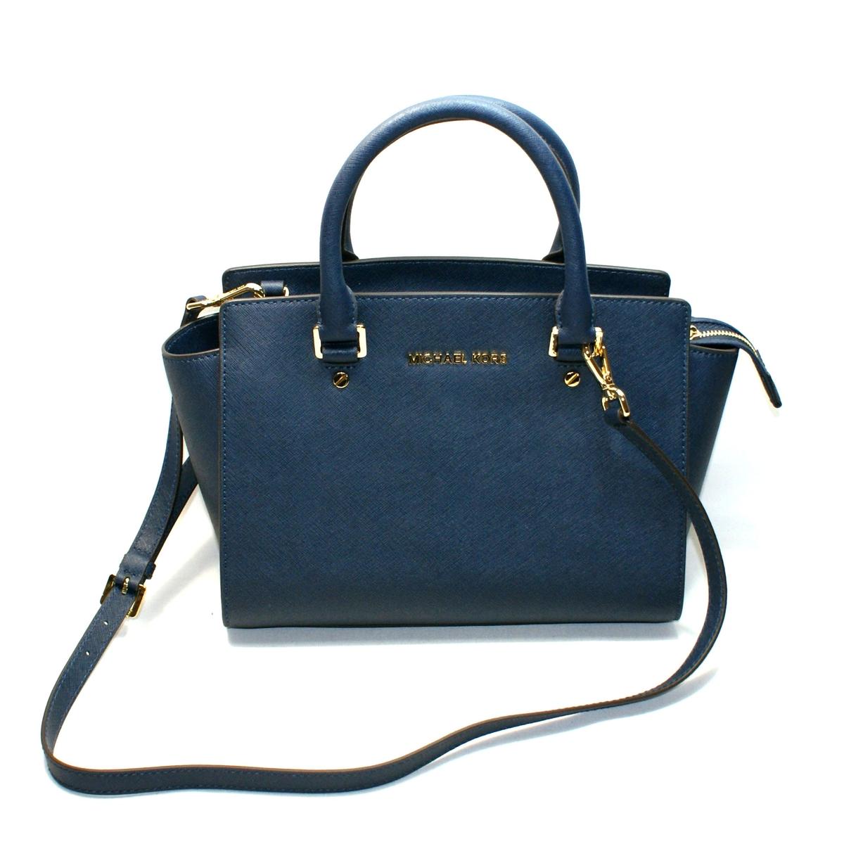Navy Blue Leather Satchel Handbag | Jaguar Clubs of North America