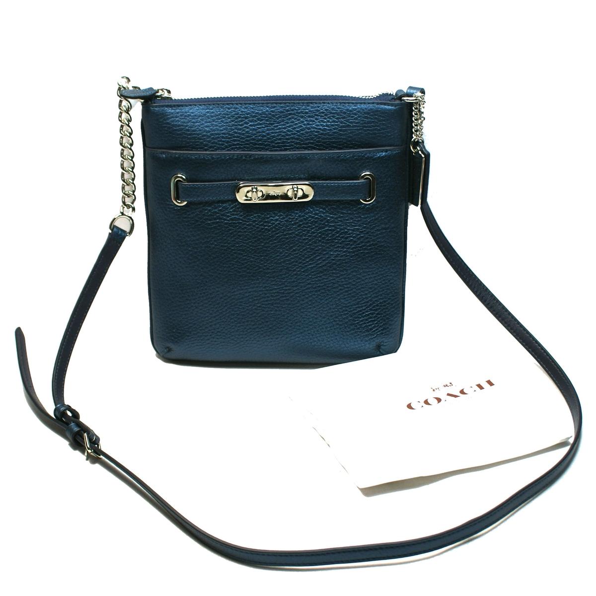 Coach Metallic Leather Swingpack/ Crossbody Bag Metallic Blue #36502 | Coach 36502