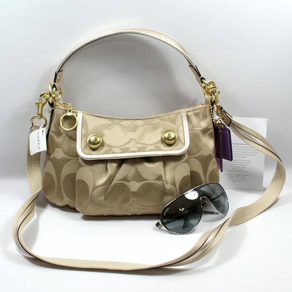 Coach Poppy Signature Sateen Groovy Shoulder/Swing Bag Gold #13833