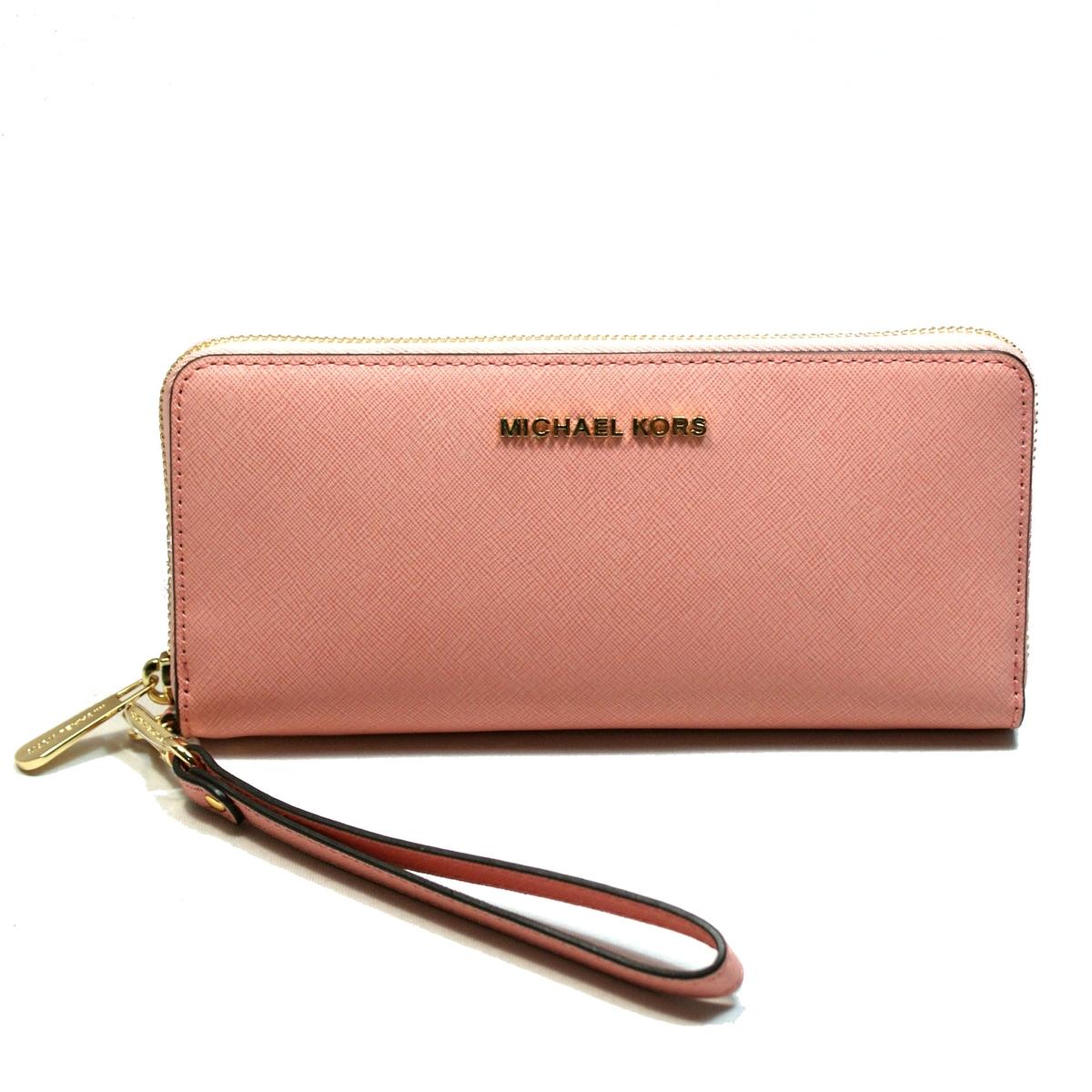 Michael Kors Jet Set Travel Continental Leather Wallet/ Clutch/ Wristlet Pale Pink #32S5STVE9L ...