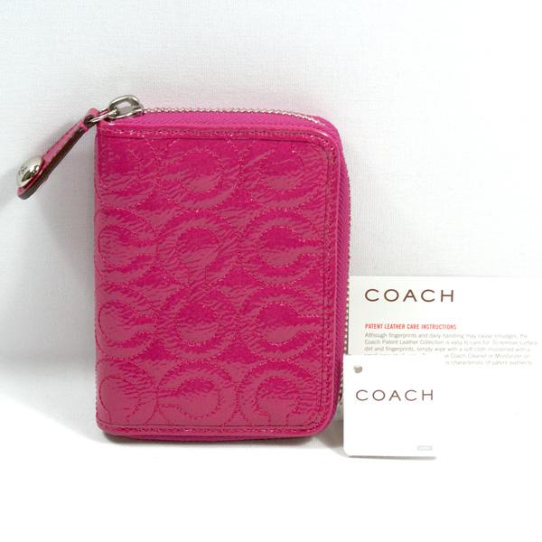 Coach GRM Patent Embossed Medium Zip Around Wallet Pink #42959 | Coach 42959