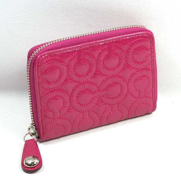 Coach GRM Patent Embossed Medium Zip Around Wallet Pink #42959 | Coach 42959