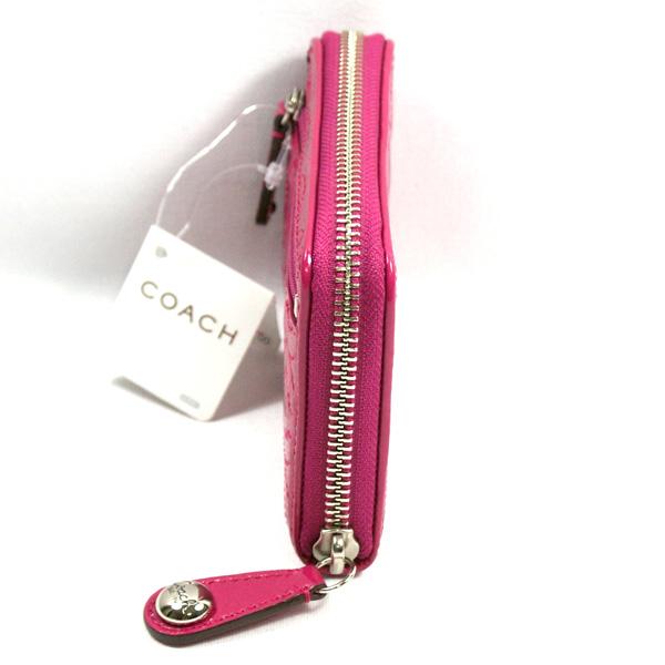 Coach GRM Patent Embossed Medium Zip Around Wallet Pink #42959 | Coach 42959