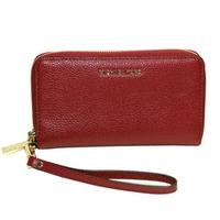 Michael KorsFlat Leather Medium Zip Around Wristlet Maroon