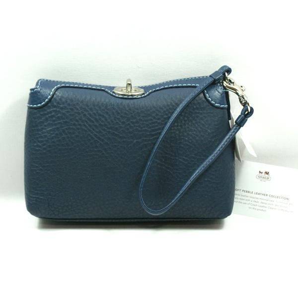 Coach Leather Turnlock Large Blue Wristlet #42831 | Coach 42831