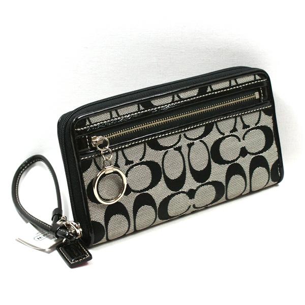 Coach Daisy Signature Large Zip Around Wallet/ Clutch/ Wristlet Black 43811 Coach 43811