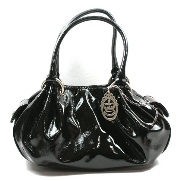 Juicy Couture Black Patent Leather Fluffy Handbag #YHRU1923 | Juicy Couture YHRU1923