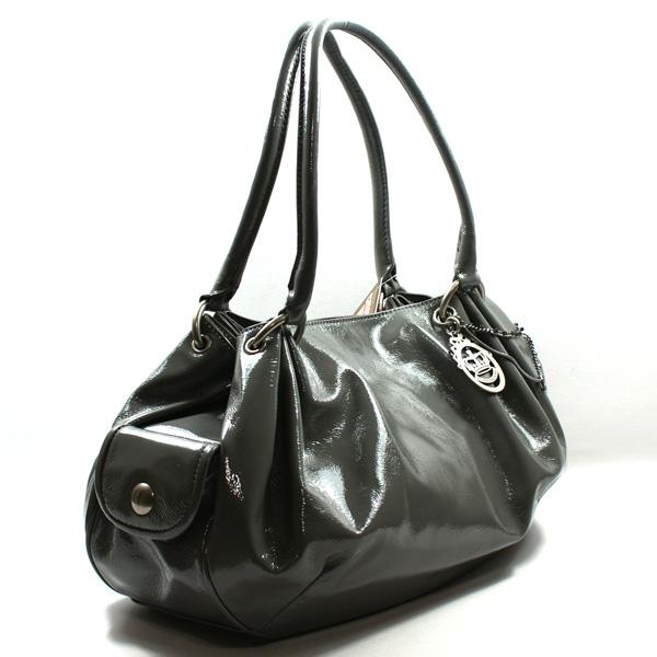 Juicy Couture Dark Grey Patent Leather Fluffy Large Shoulder Bag/ Handbag #YHRU1758 | Juicy ...